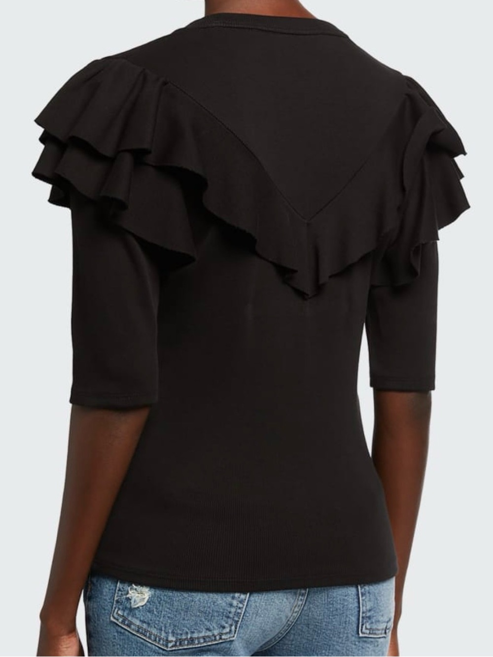 VERONICA BEARD Pazia Elbow-Sleeve Layered Ruffle Black Top Size XS - Picture 6 of 13